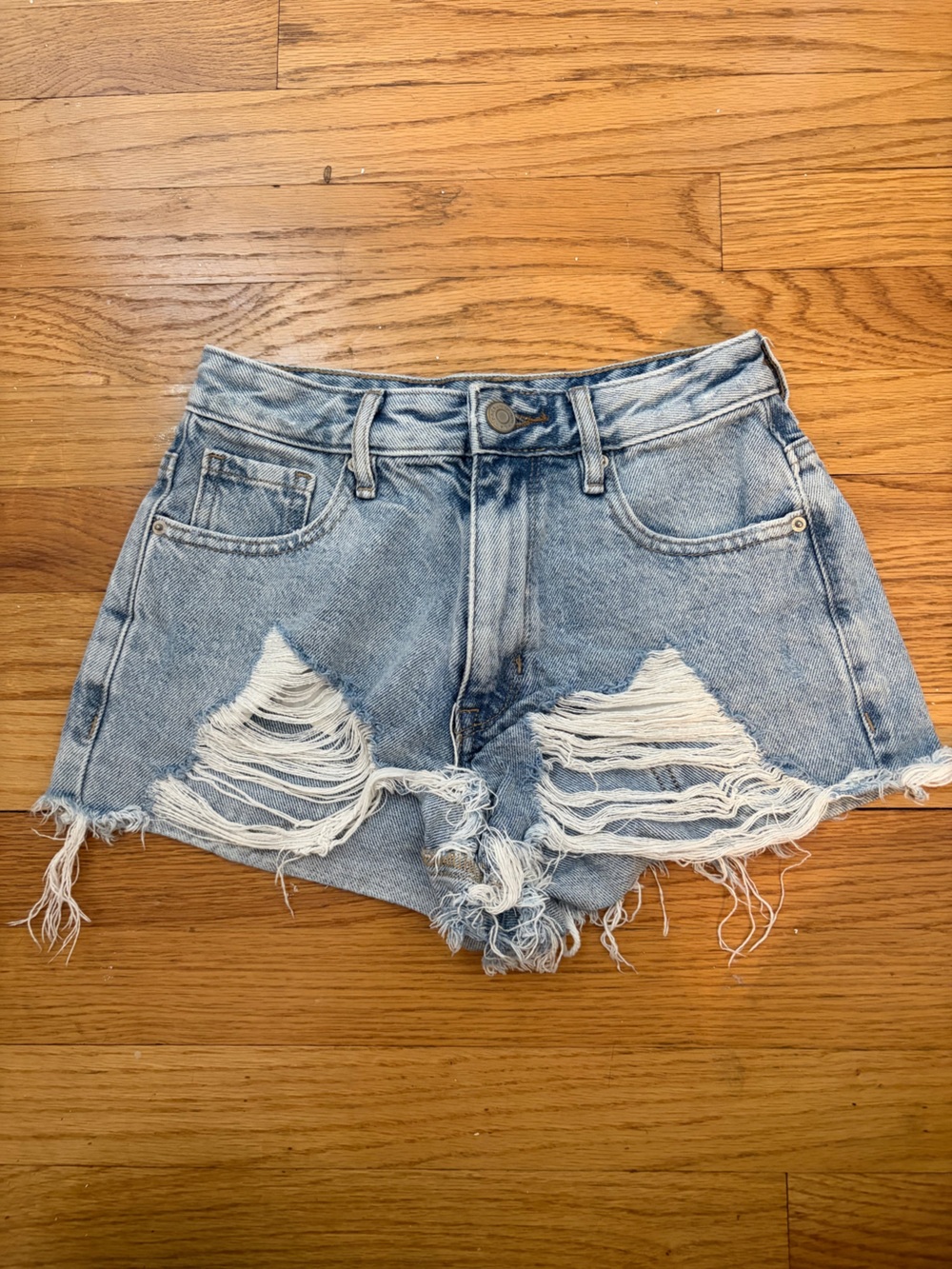 PacSun Light Blue Distressed Denim Cutoff Shorts